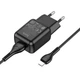 Адаптер сетевой Hoco Lightning cable single port charger set C96A |1USB, 2.1A| черный - изображение 2