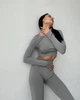 Спортивный женский кроп-топ с длинным рукавом M, Светло-серый - изображение 7