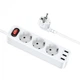 Мережевий фільтр Hoco NS2 (3 розетки + 3 USB) 1.8m (white) - изображение 2