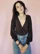 Боди-блуза с рукавами&nbsp;&nbsp;однотонный Boohoo Черный (10366 L/46) - изображение 1