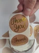 Наклейки для подарков Thank you 38 мм крафт 10 штук - изображение 2