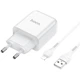 Сетевое зарядное устройство Hoco N2 USB 2A белое + кабель USB to Lightning - изображение 1