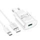 Сетевое зарядное устройство Hoco C109A USB QC 18W 3A белое + кабель USB to Type-C - изображение 3