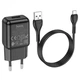 Зарядний пристрій USB HOCO C96A 2.1 A 1 Usb + кабель Micro USB (блістер) Black - зображення 1