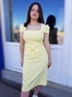 Желтое нарядное платье с бантом спереди EXCLUSIVE 6774 XL (48) - изображение 2