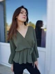 Топ с длинными рукавами на запах Boohoo Хаки (10364 L/46) - изображение 3