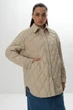 Жіноча Біла стьогана куртка сорочка oversize весна літо осінь зима демісезон Оверсайз Actors 21132 молочна L - изображение 4