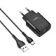 Сетевое зарядное устройство с кабелем Type-C HOCO C72Q Glorious single port (1USB, QC3.0, 3A, 18W). Black - изображение 7