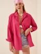 Рубашка хлопковая оверсайз женская Happiness DD00842 36 Dark pink (8496160112028) - изображение 2
