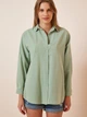 Рубашка хлопковая оверсайз женская Happiness DD00842 40 Cagla Green (8496160126704) - изображение 3