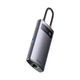 USB-хаб Baseus Metal Gleam Series 4-in-1 Multifunctional Type-C HUB Docking Station Gray （Type-C to USB3.0*3+RJ45*1） (WKWG070113) - изображение 3