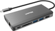 USB-хаб Unitek uHUB O8+ 8-in-1 USB-C Ethernet Hub with Dual Monitor, 100W Power Delivery and Card Reader (D1019A) - зображення 1