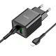 Сетевое зарядное устройство Hoco N28 Founder |1USB/1Type-C, 20W/3A, PD/QC| адаптер с быстрой зарядкой кабелем Lightning 1м. Black - изображение 2