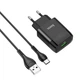 Мережевий зарядний пристрій Hoco C72A + кабель Type-C Glorious Single Port Charger 1USB 2.1A Black - зображення 1