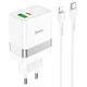 МЗП Hoco N21 Topspeed PD30W+QC3.0 (1USB/1Type-C/3A) + Type-C to Lightning Білий - зображення 1