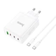 Блок питания Hoco 100W GaN Quick Charger |1xUSB/3xType-C, QC/PD, 5A| + кабель USB-C 100W для MacBook/Huawei/Samsung/Asus/Google/Lenovo white - изображение 2
