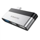 HUB адаптер BOROFONE DH1 Type-C на 3USB, 2USBх2.0, 1USBх3.0, чорний - зображення 2