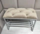 Банкетка Vi-Tall 60×35×45 см, 1 полка, корпус сірий, каретна стяжка, велюр - зображення 1