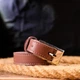 Відмінний жіночий шкіряний ремінь GRANDE PELLE Leather Belt 21448 Рожевий - зображення 8