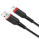 Кабель HOCO Lightning Victory charging data cable X59 1m 2.4A black - зображення 1