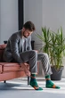 Шкарпетки з принтом ромби високі безшовні дихаючі якісні ORGANIC cotton зелені носки JILL ANTONY 42-43 men's арт. 31020 - зображення 3
