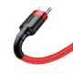 Кабель Baseus Cafule USB 3.1 Type-C to Type-C 0.5m 60W durable nylon Red (CATKLF-A09) - изображение 3