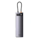 USB-хаб Baseus Metal Gleam Series 12-in-1 USB-C to 4xUSB/2xUSB-C/2xHDMI/3.5 mm Jack/Ethernet/SD/TF Gray (WKWG020213) - изображение 2