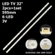 LED підсвітка TV 32" DLED32GC 2X6 1009 32JL4 32CT5000AK L32A75FVBE BOEI320WX1 SHINEON 2D03590 2pcs=1set - изображение 1