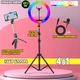 Комплект блогера 4 в 1 Кільцева лампа GTM 6000К 30см RGB + Штатив 2м + селфі-палиця з пультом мікрофон петлічка - зображення 1