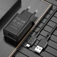 Сетевое зарядное устройство для Borofone BA68A Glacier single port charger set (iP) Black (6974443385687) - изображение 3