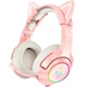 Игровые наушники Onikuma K9 USB 7.1 с микрофоном и LED RGB подсветкой кошачьи ушки проводные Pink - изображение 1