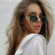 Сонцезахисні окуляри No Brand шестигранні c цепочкою Delight чорні з золотом - зображення 1