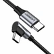 Кабель UGREEN US255 USB Type-C to Angled USB Type-C 60W Round Cable Aluminum Shell Nickel Plating 3A 0.5m Black/Gray (50122) - зображення 1