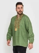 Вышиванка мужская Narodnyy butik Дубок оливковый лен 2002.1 48 - изображение 5