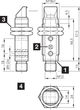 Фотодатчик дифузний М18 90°, PNP-NO/NC, 100mA, конектор M12, Sn=600mm, метал, 207934 OT 18 FMR 600 P3-B4 Di-so - изображение 2