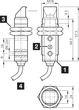 Фотодатчик дифузний М18 90°, PNP-NO/NC, 100mA, кабель 2m, Sn=600mm, 207940 / OT 18 FKR 600 P3 Di-soric - изображение 2