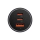 Автомобильное зарядное устройство Baseus Golden Contactor Pro Triple Fast Charger Car Charger 65W U+C+C Dark Gray - изображение 3