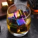 Кубики для охолодження напоїв райдужного колоьору REMY-DECOR набір 6 каменів для охолодження віскі та щипці з нержавіючої сталі - зображення 4