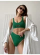 Купальник трикотажний топ з вирізом внизу та високі плавки Modern Boutique зелений, S К854 - изображение 1