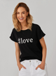 T-shirt damski luźny KOLORLI Love 36 Czarny (5903738175024) - obraz 3