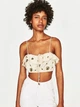 Топ бежевый в цветочный принт ZARA 9952 M (30) - изображение 1
