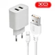 Сетевое зарядное устройство XO CE02C на 2USB 2.1A Белый + Кабель Lightning - изображение 1