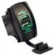 Автомобильная зарядка врезная, Гнездо прикур. врезное 2 USB, 3.1А, с индикатором с крышкой 12/24В зелёный - изображение 1