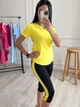 Летний спортивный костюм с бриджами 42-44 размер. Черный с желтым - изображение 2