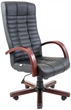 Офисное Кресло Руководителя Richman Atlant Кожа Комбо Lux Wood М1 Tilt Черный - изображение 1