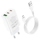 Сетевое Зарядное Устройство Hoco C99A PD20W+QC3.0 + кабель Micro (Белый) - изображение 6