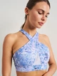Спортивный топ для бега женский Nike W Nk Df Swsh Wrap Bra Aop DX1778-519 M Indigo Haze/Oxygen Purple/Gridiron (196156350684) - изображение 4