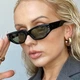 Окуляри сонцезахисні жіночі вузькі котяче око масивна оправа ретро Чорний (4030) - изображение 2
