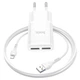 Мережевий зарядний пристрій МЗП HOCO C88A (2USB/2.4A) + Lightning Білий - зображення 3