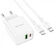 Сетевое зарядное (СЗУ) и кабель Type C Borofone BA69A Resource PD20W+QC3.0 (Type-C to Type-C) (EU) Белый - изображение 1